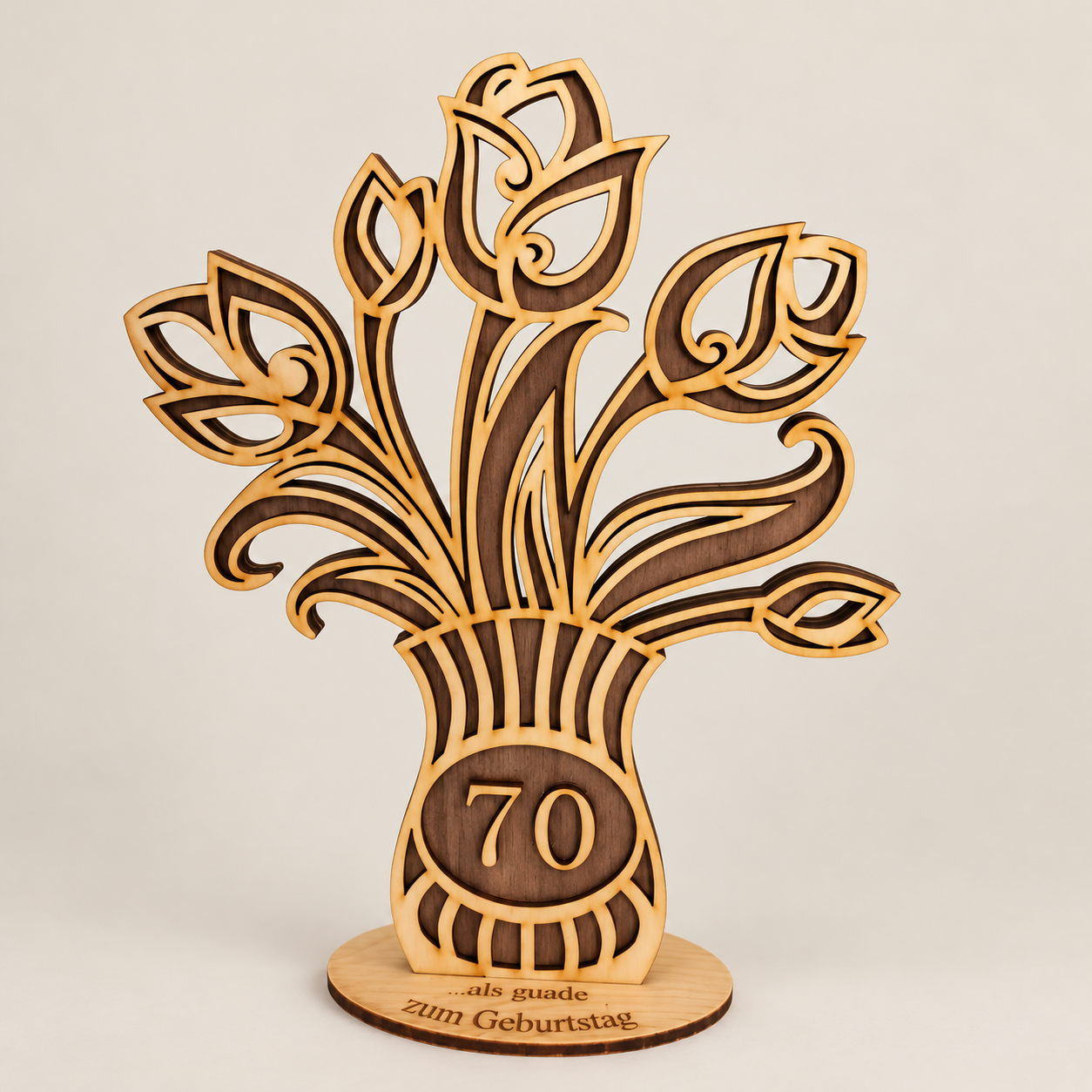 Geburtstagsaufsteller mit Rosen – Produkt von RT LASERGRAVUR
