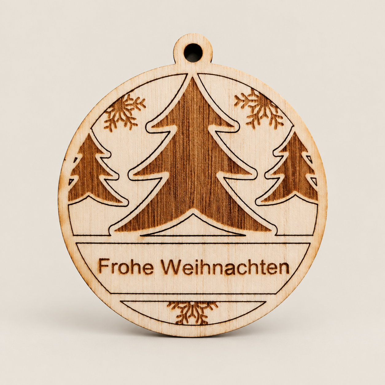 Anhänger „Frohe Weihnachten“ – Produkt von RT LASERGRAVUR